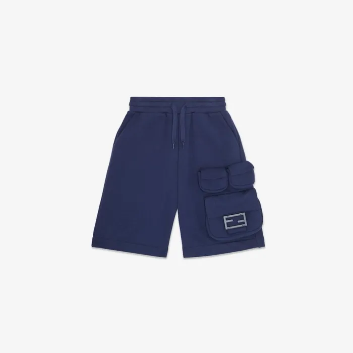 Kids Blue Jersey Fleece Junior Bermudas Blue Fendi Ready To Wear
