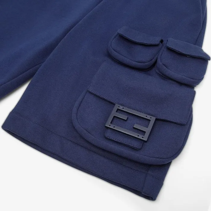 Kids Blue Jersey Fleece Junior Bermudas Blue Fendi Ready To Wear