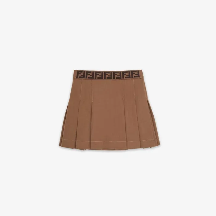 Kids Brown Gabardine Junior Skirt Brown Fendi Ready To Wear