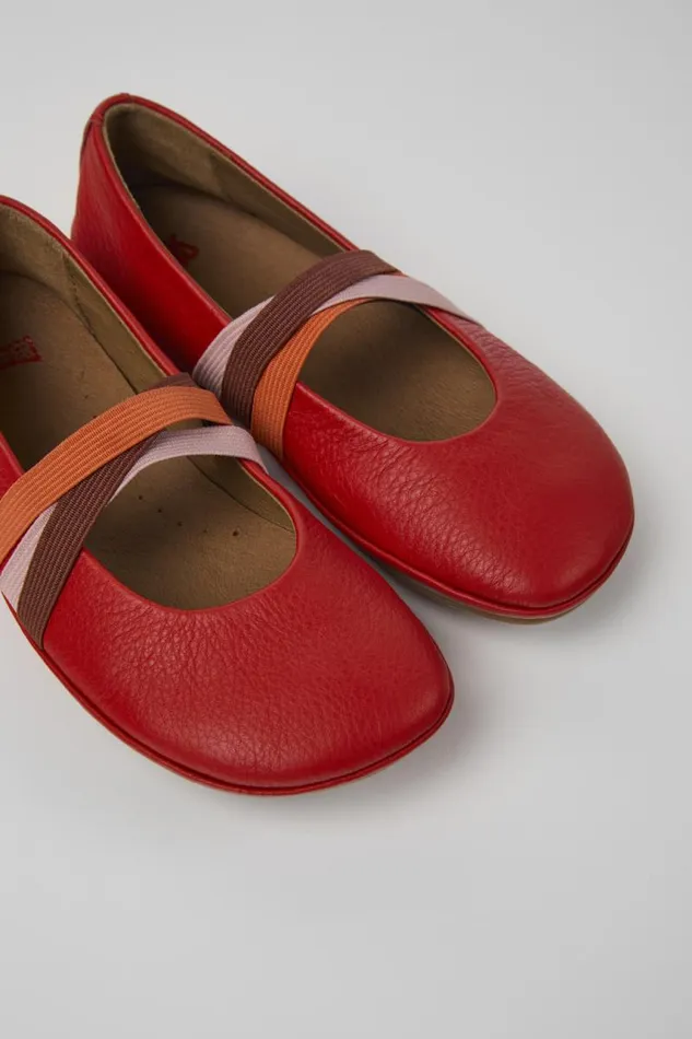 Kids Camper Ballerinas Twins Red Leather Ballerinas For Kids