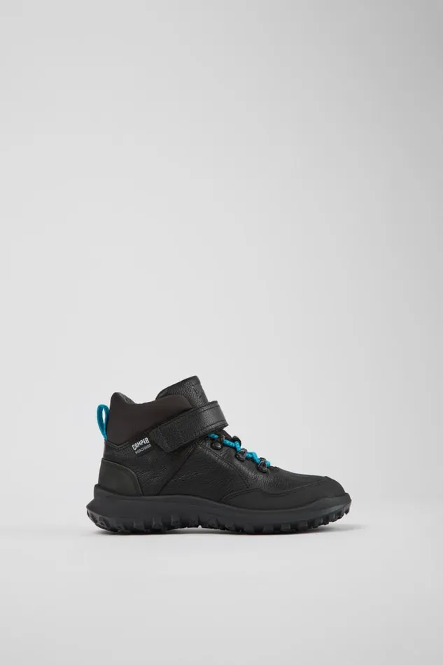 Kids Camper Boots CRCLR Black Leather And Textile Ankle Boots For Kids Kids Camper Boots CRCLR Black Leather And Textile Ankle Boots For Kids