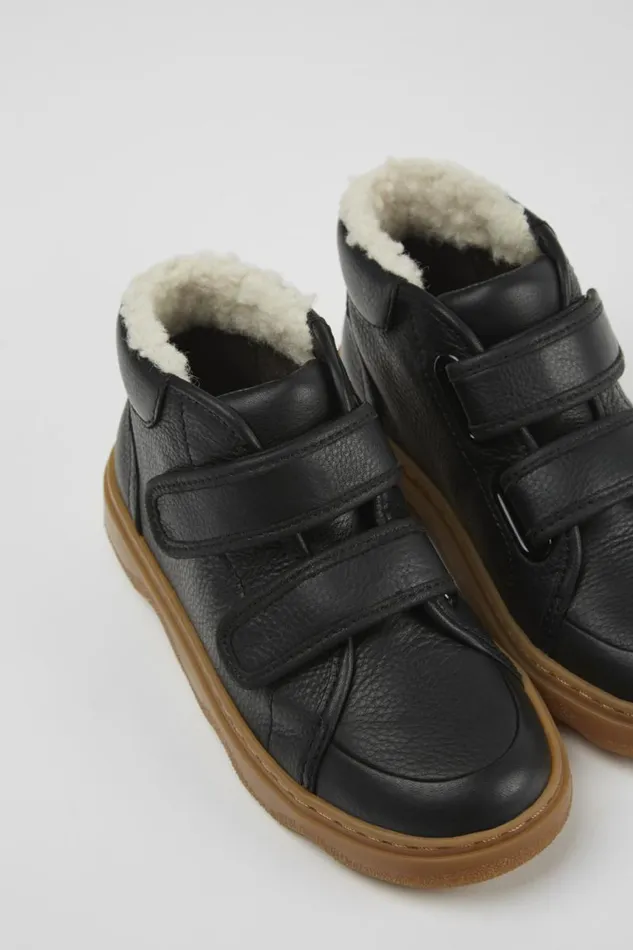 Kids Camper Boots Kiddo Black Leather Boots