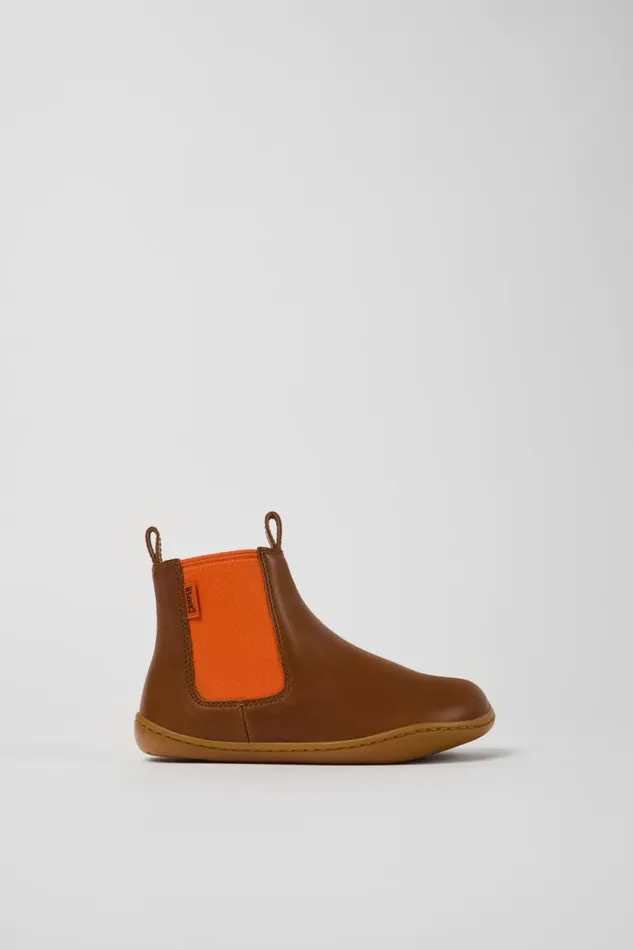 Kids Camper Boots Peu Brown Leather Ankle Boots For Kids