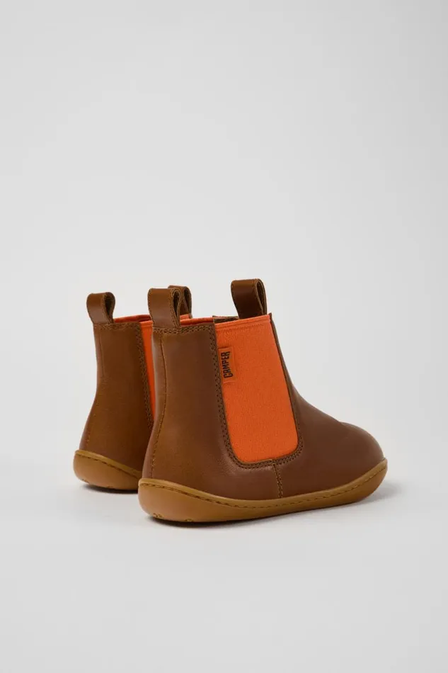 Kids Camper Boots Peu Brown Leather Ankle Boots For Kids