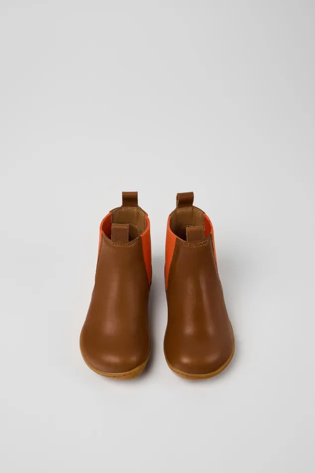 Kids Camper Boots Peu Brown Leather Ankle Boots For Kids