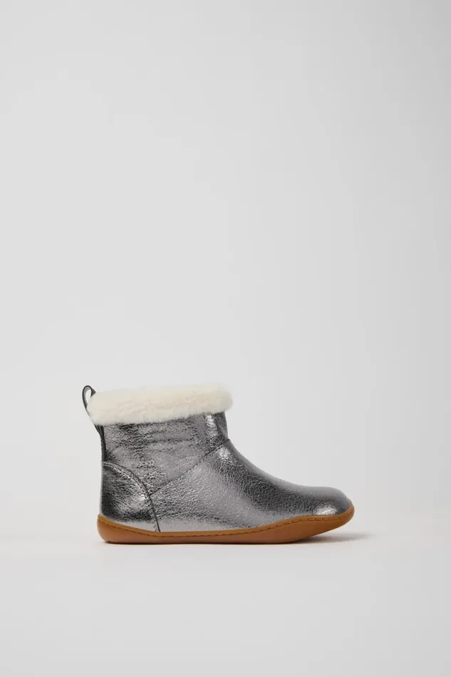 Kids Camper Boots Peu Gray Leather Boots For Kids Kids Camper Boots Peu Gray Leather Boots For Kids