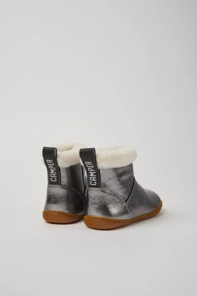 Kids Camper Boots Peu Gray Leather Boots For Kids Kids Camper Boots Peu Gray Leather Boots For Kids