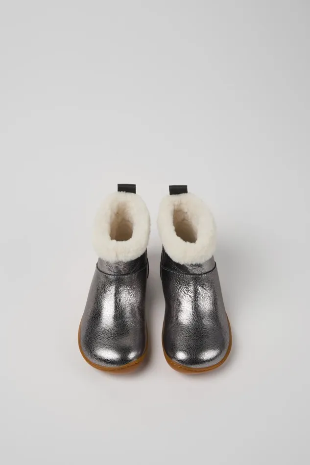 Kids Camper Boots Peu Gray Leather Boots For Kids Kids Camper Boots Peu Gray Leather Boots For Kids