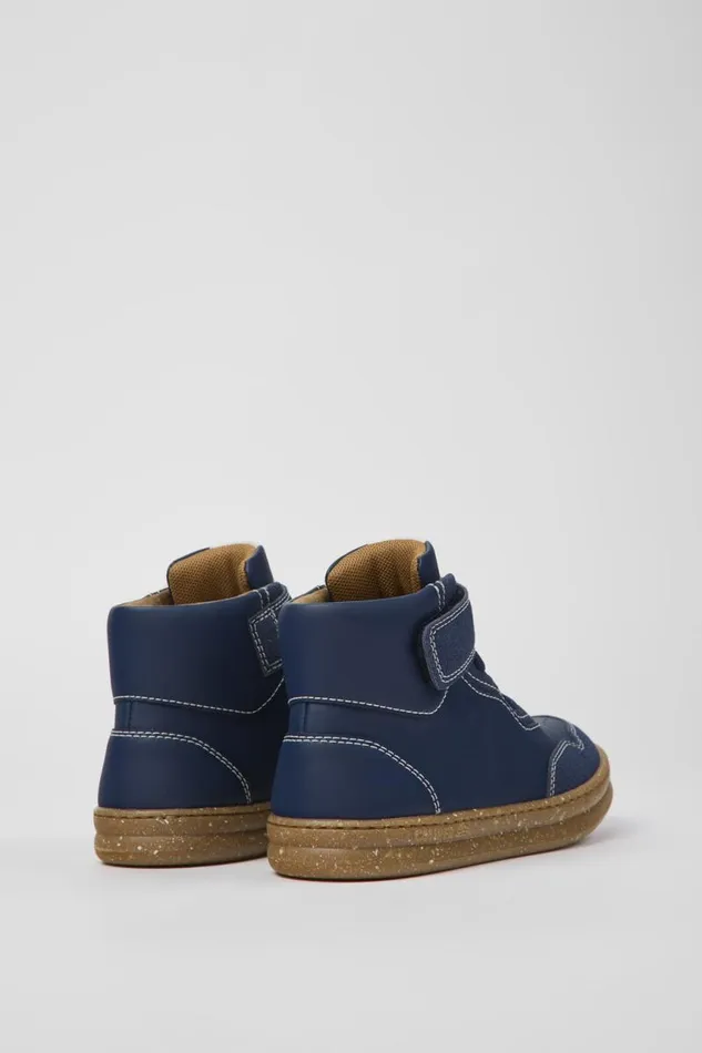 Kids Camper Boots Runner Dark Blue Leather And Nubuck Ankle Boots For Kids Kids Camper Boots Runner Dark Blue Leather And Nubuck Ankle Boots For Kids