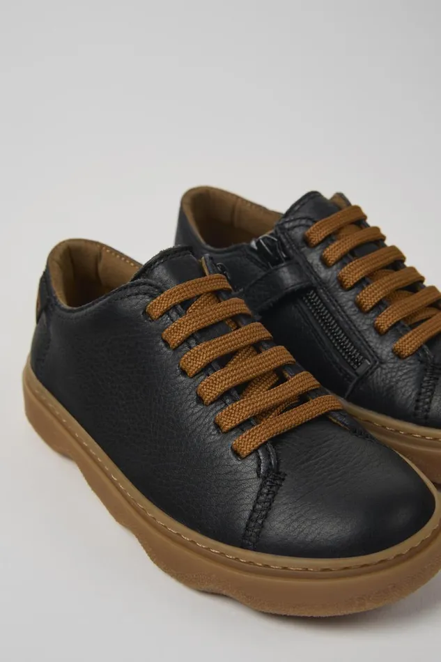 Kids Camper Casual Shoes Kiddo Black Leather Shoes For Kids