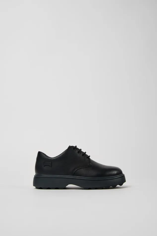 Kids Camper Casual Shoes Norte Black Leather Laceup Shoes For Kids