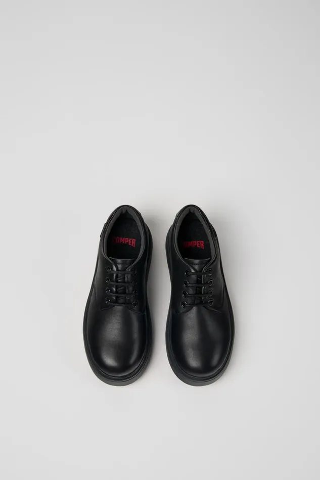 Kids Camper Casual Shoes Norte Black Leather Laceup Shoes For Kids