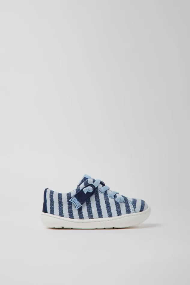 Kids Camper Hook And Loop Peu Blue Recycled Cotton Shoes For Kids Kids Camper Hook And Loop Peu Blue Recycled Cotton Shoes For Kids