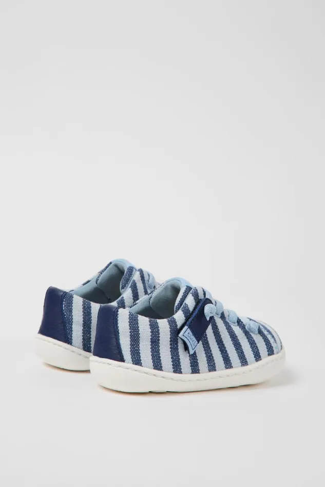 Kids Camper Hook And Loop Peu Blue Recycled Cotton Shoes For Kids Kids Camper Hook And Loop Peu Blue Recycled Cotton Shoes For Kids