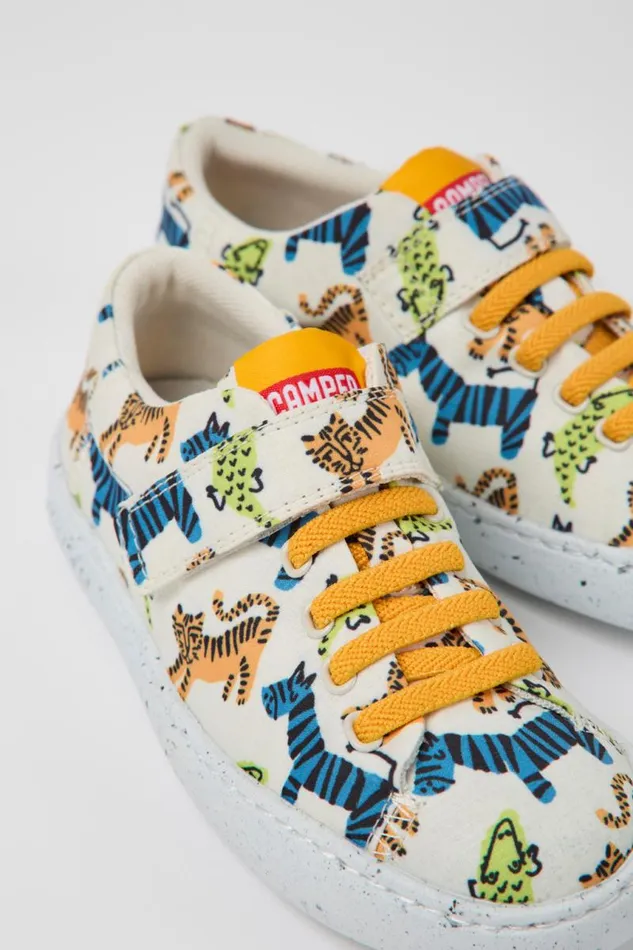 Kids Camper Hook And Loop Peu Touring Multicolored Textile Shoes For Kids