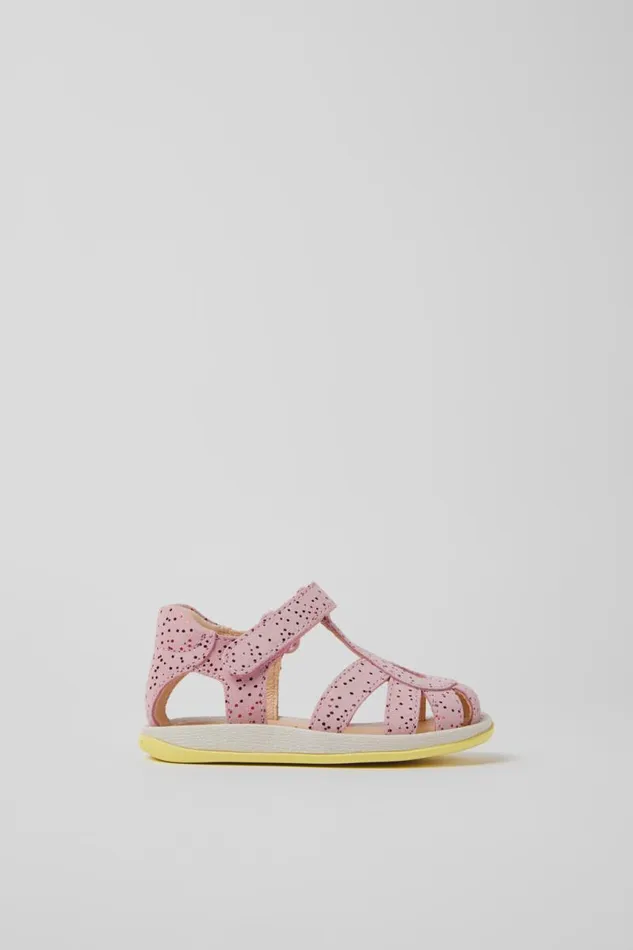 Kids Camper Sandals Bicho Pink Nubuck Sandals For Kids