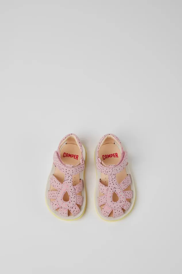 Kids Camper Sandals Bicho Pink Nubuck Sandals For Kids