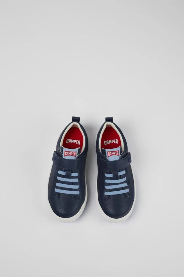 Kids Camper Sneakers Runner Blue Leather Sneaker