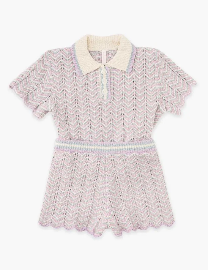 Kids Clothing Zimmermann Halliday Textured Knit Shorts Multi