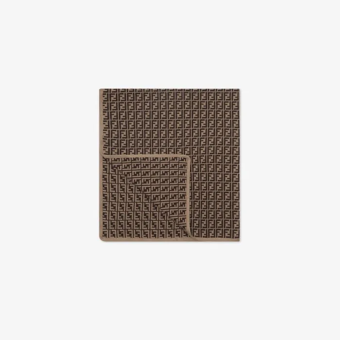 Kids Cotton And Cashmere Knit Blanket With Ff Logo Fendi Strollers and Accessories
