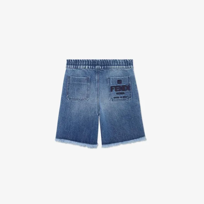 Kids Denim Bermudas Blue Fendi Ready To Wear