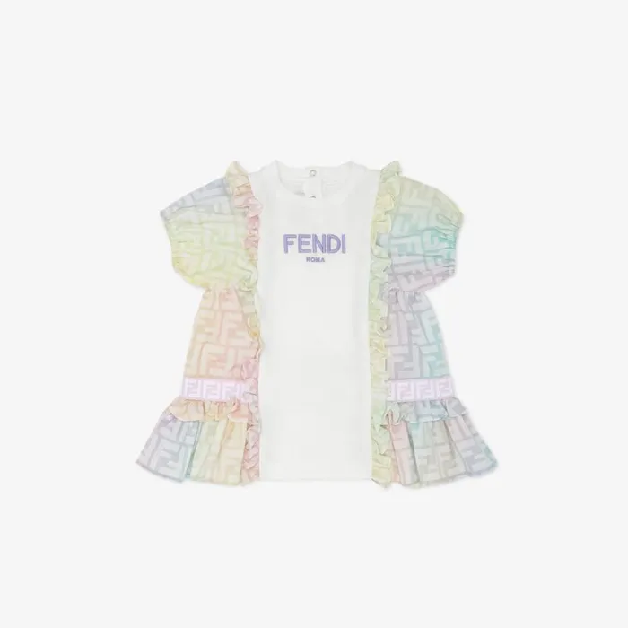 Kids Fleece And Multicolour Ff Poplin Dress Multicolour Fendi Baby Girl