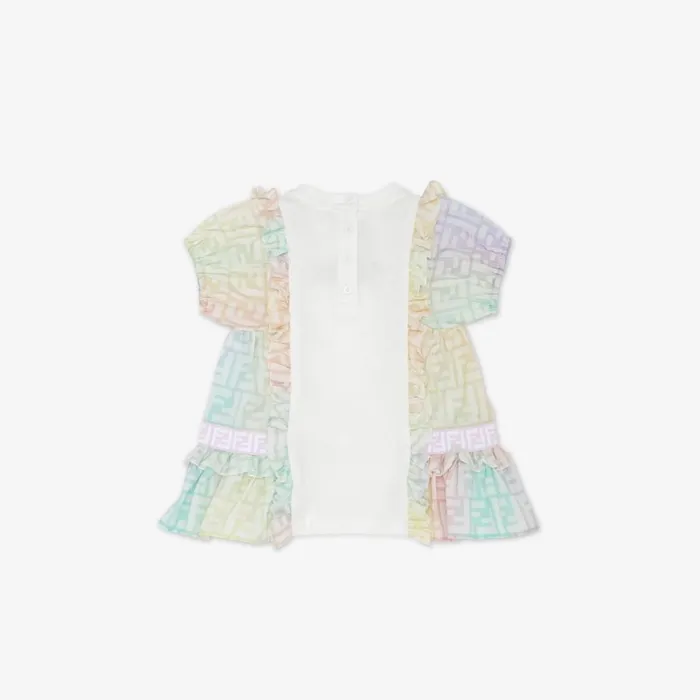 Kids Fleece And Multicolour Ff Poplin Dress Multicolour Fendi Baby Girl