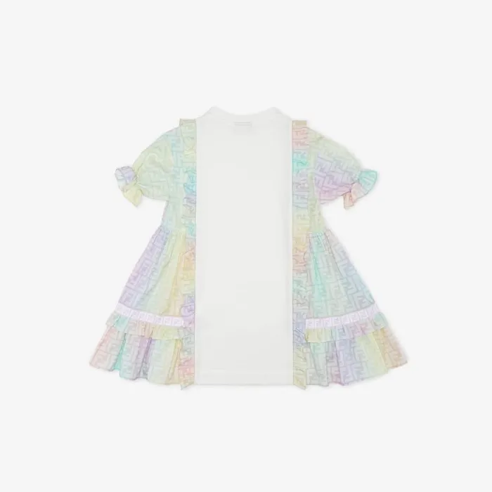 Kids Jersey And Multicolour Ff Poplin Dress Multicolour Fendi Ready To Wear