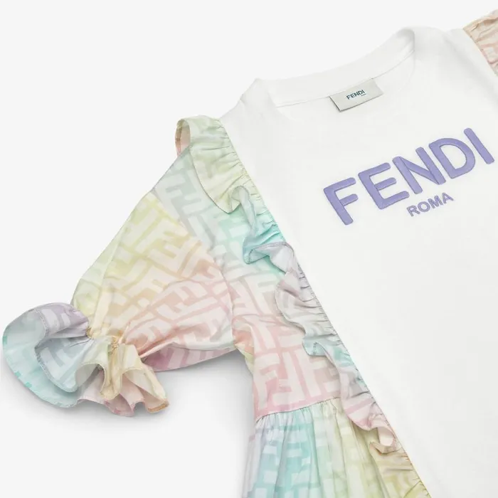 Kids Jersey And Multicolour Ff Poplin Dress Multicolour Fendi Ready To Wear
