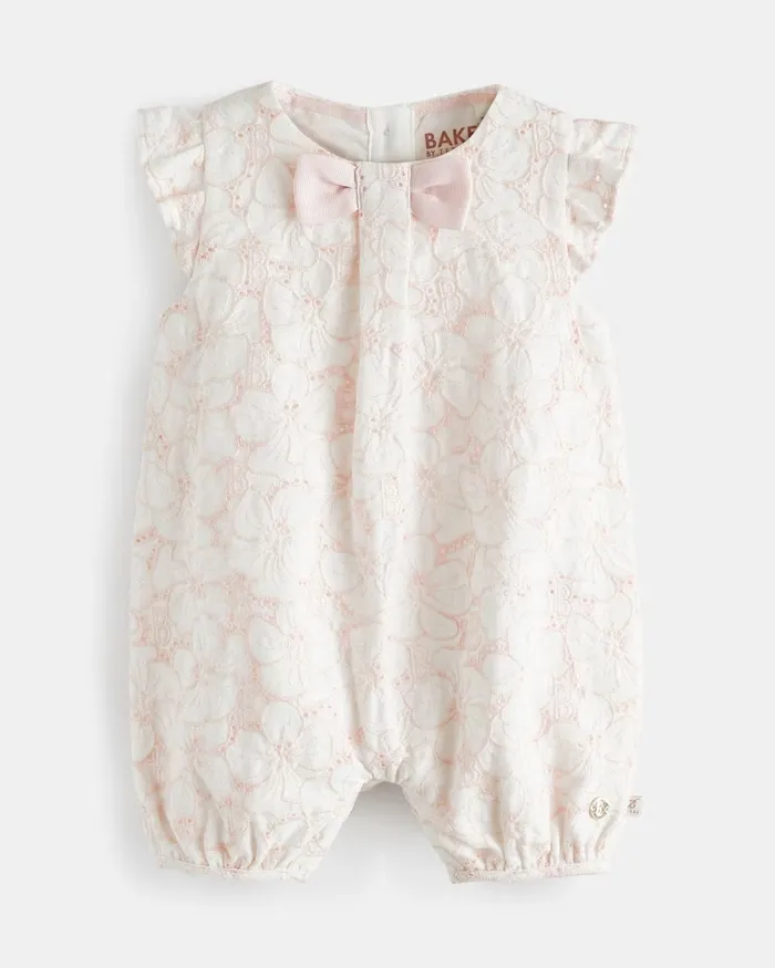 Kids JIESSY 8211 Floral Broderie Cotton Romper Pink Ted Baker Playsuits and Sets Kids JIESSY 8211 Floral Broderie Cotton Romper Pink Ted Baker Playsuits and Sets