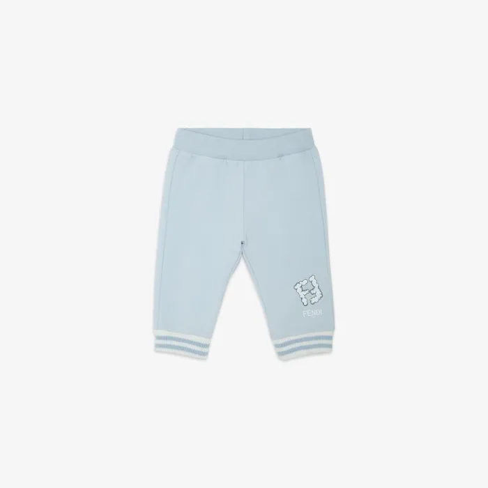 Kids Light Blue Fleece Baby Trousers Light Blue Fendi Baby Boy