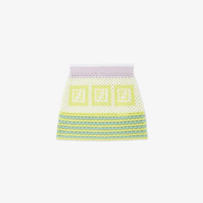 Kids Multicolour Cotton Knit Miniskirt Multicolour Fendi Ready To Wear