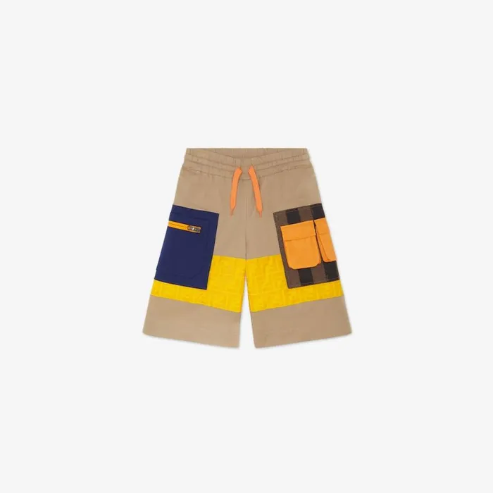 Kids Multicolour Cotton Patchwork Bermudas Multicolour Fendi Ready To Wear