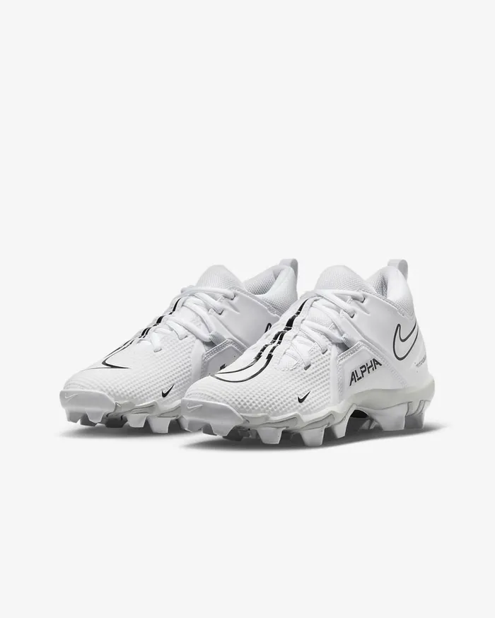 Kids Nike Alpha Menace 3 Shark WhitePure PlatinumBlack Nike Shoes 70 and Under