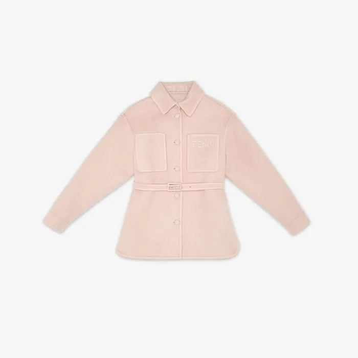 Kids Pink And Ff Cream And Pink Double Fabric Shirt Jacket Pink Fendi Ready To Wear