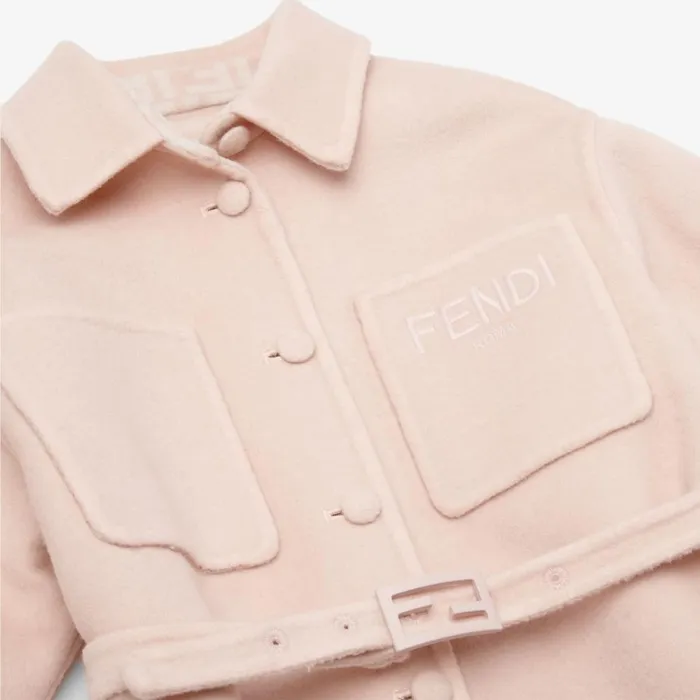 Kids Pink And Ff Cream And Pink Double Fabric Shirt Jacket Pink Fendi Ready To Wear