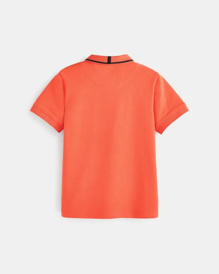 Kids THACKER 8211 Branded Panel Cotton Polo Shirt Red Ted Baker Tops