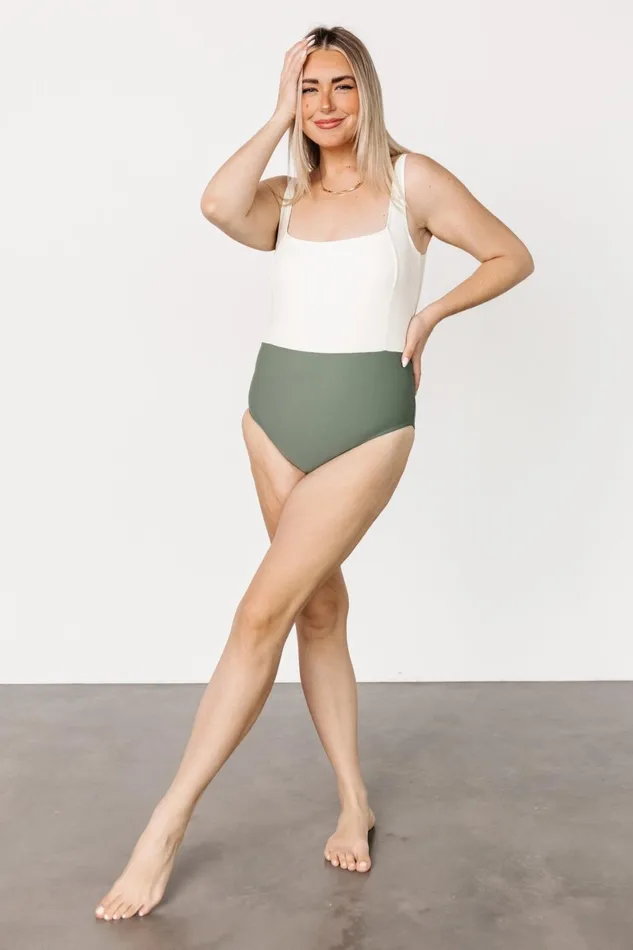 Kingston Color Block One Piece Olive Women Baltic Born One Piece