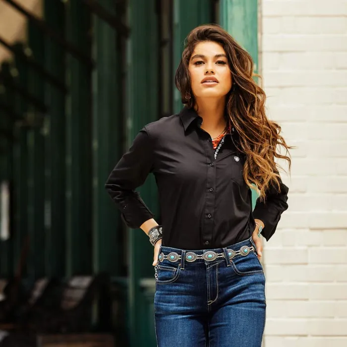 Kirby Stretch Shirt Black Women Ariat TShirts and Tops