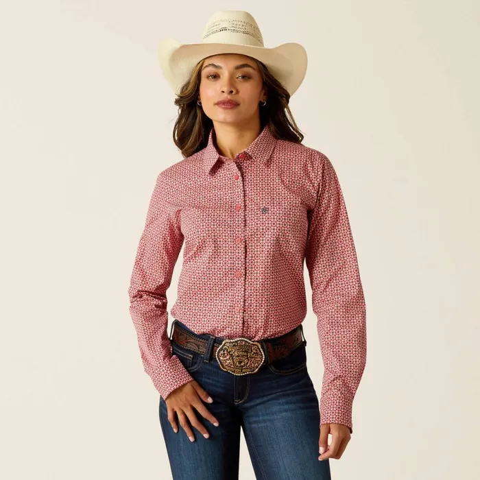 Kirby Stretch Shirt Garnet Rose Geo Women Ariat TShirts and Tops