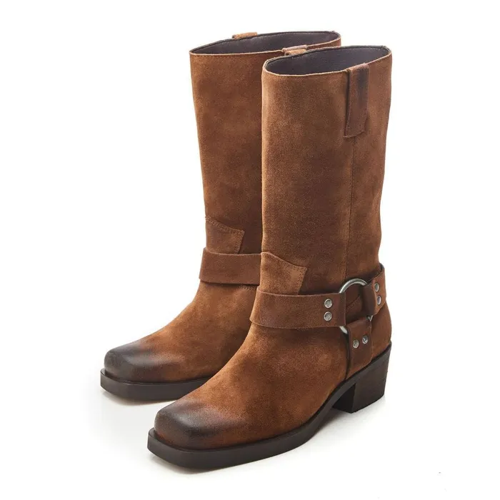 Knee High Boots Women Moda In Pelle Demeter Tan Suede