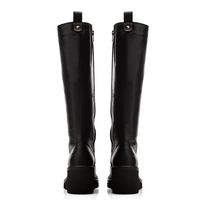 Knee High Boots Women Moda In Pelle Halliyah Black Leather