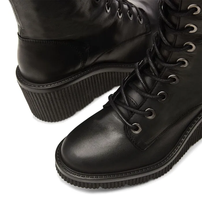 Knee High Boots Women Moda In Pelle Halliyah Black Leather