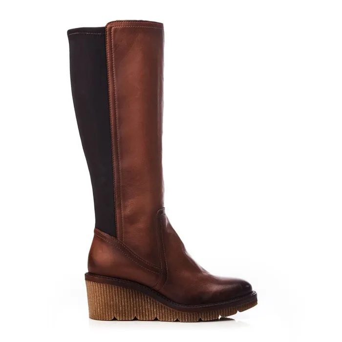 Knee High Boots Women Moda In Pelle Harpette Tan Leather