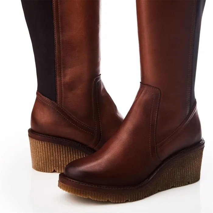 Knee High Boots Women Moda In Pelle Harpette Tan Leather