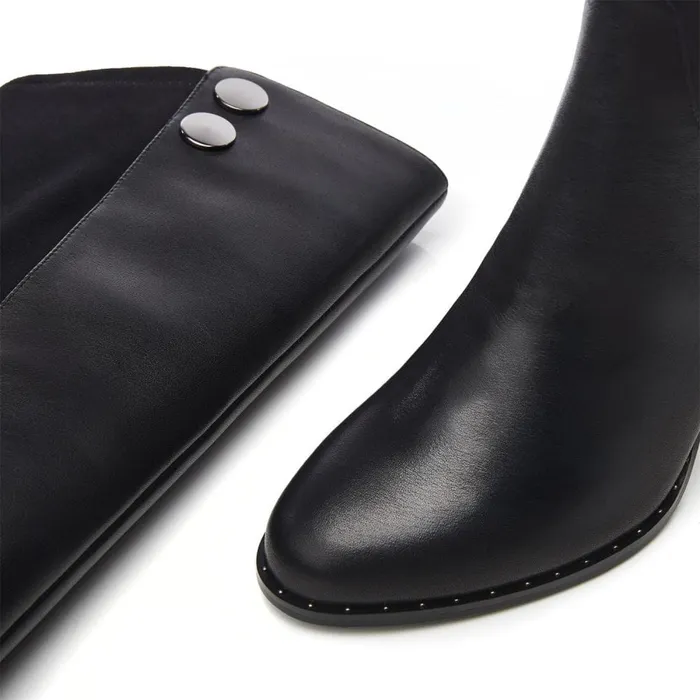 Knee High Boots Women Moda In Pelle Salanda Black Leather