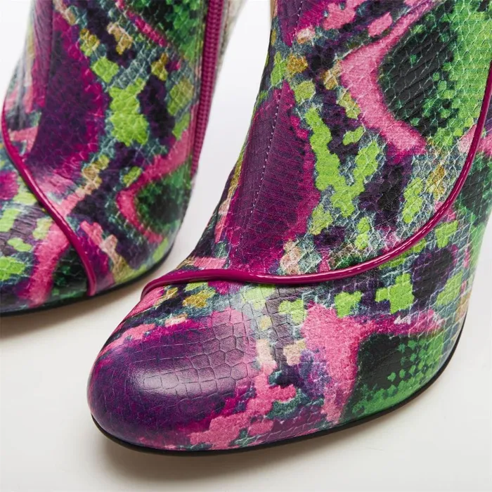 Knee High Boots Women Moda In Pelle Savi Purple Snake Print Leather