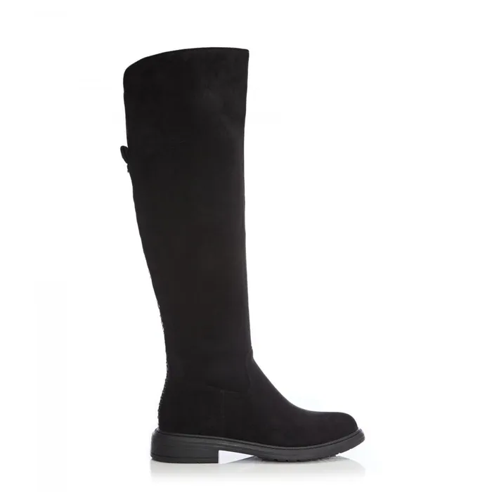 Knee High Boots Women Moda In Pelle Skyla Black Alcantara