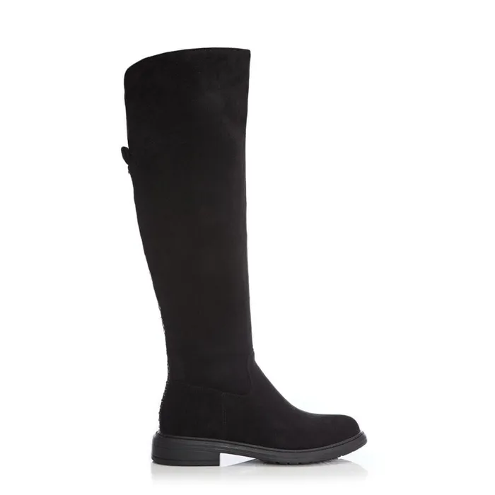 Knee High Boots Women Moda In Pelle Skyla Black Alcantara