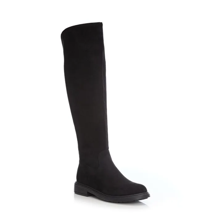 Knee High Boots Women Moda In Pelle Skyla Black Alcantara